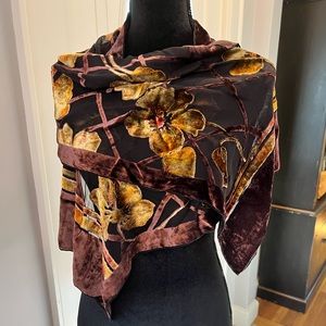 Magnificent 100% Silk and Velvet Scarf
